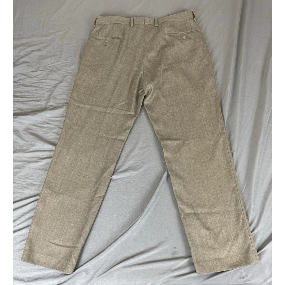 Lauren Ralph Lauren Dress Pants Mens 34x30 Brown Gray Flat Front Slacks